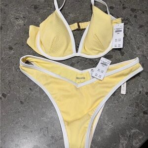 Hollister Light Yellow Bikini with White Trim